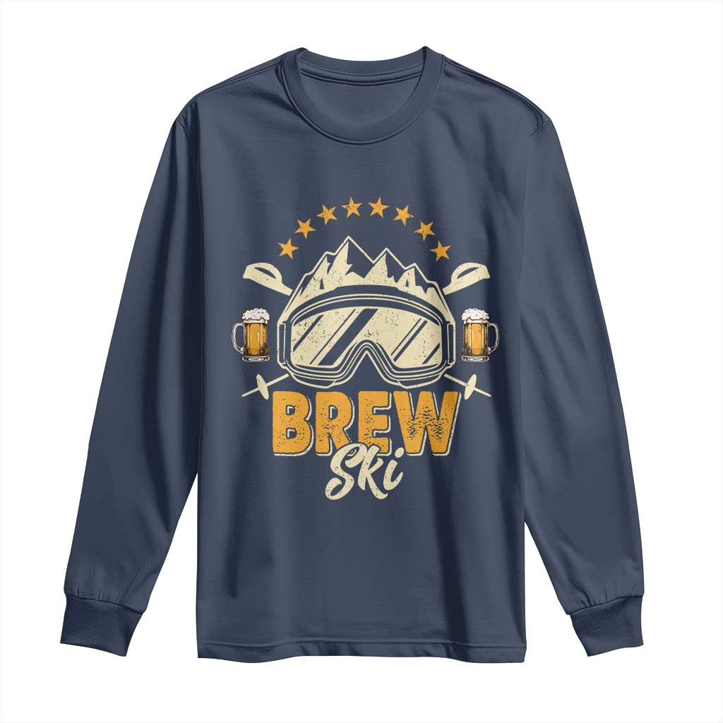 Brewski Skiing Beer Long Sleeve Shirt Funny Skiing Skier Ski Vacation - Wonder Print Shop
