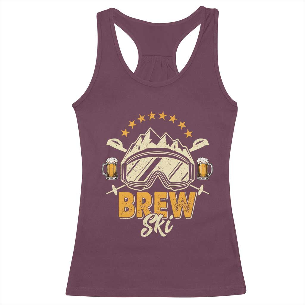 Brewski Skiing Beer Racerback Tank Top Funny Skiing Skier Ski Vacation - Wonder Print Shop