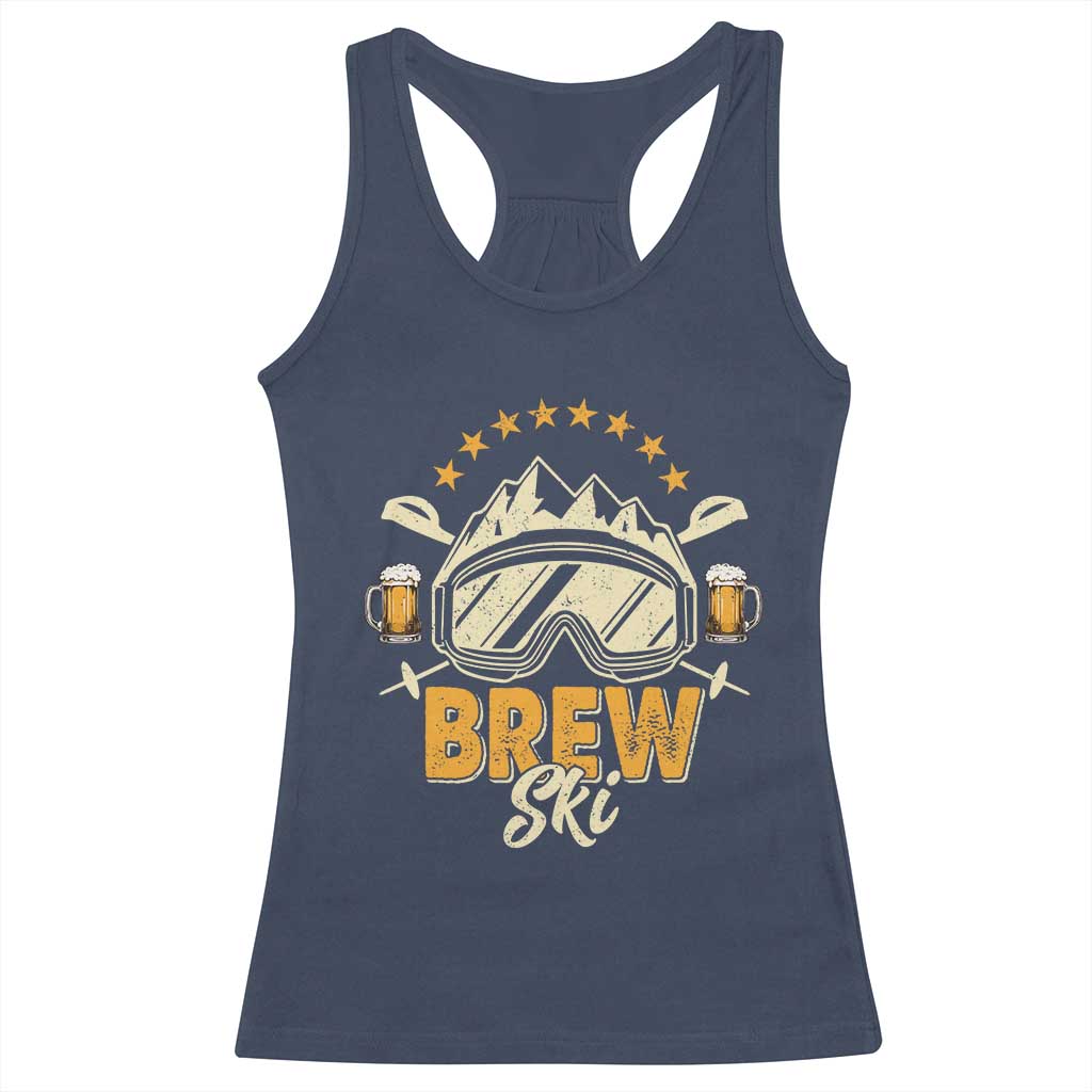 Brewski Skiing Beer Racerback Tank Top Funny Skiing Skier Ski Vacation - Wonder Print Shop