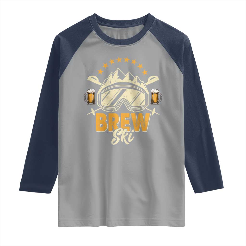 Brewski Skiing Beer Raglan Shirt Funny Skiing Skier Ski Vacation - Wonder Print Shop