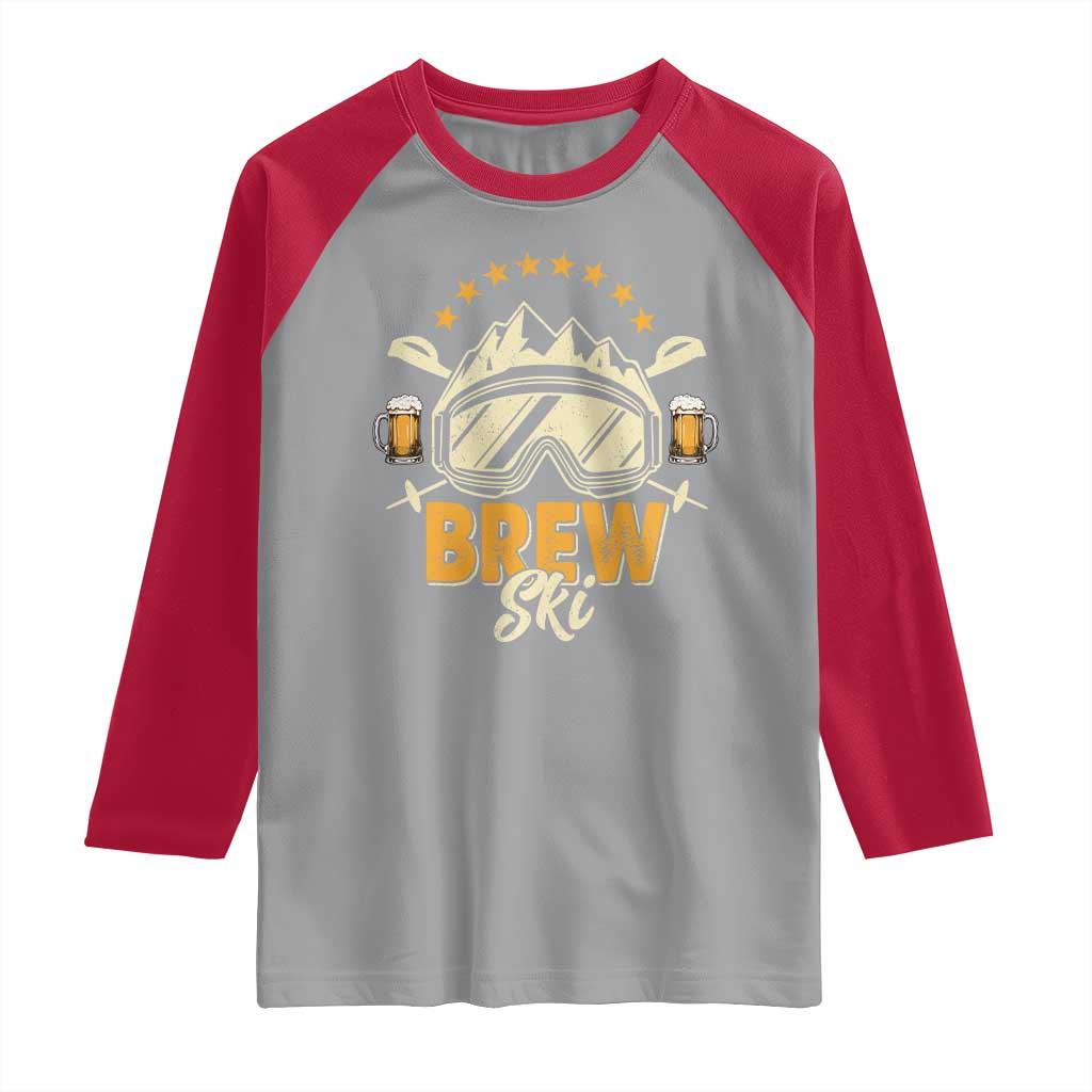 Brewski Skiing Beer Raglan Shirt Funny Skiing Skier Ski Vacation - Wonder Print Shop