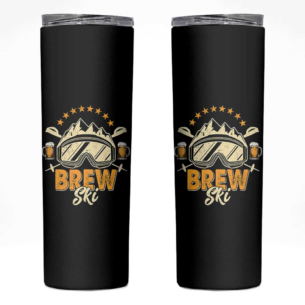 Brewski Skiing Beer Skinny Tumbler Funny Skiing Skier Ski Vacation - Wonder Print Shop