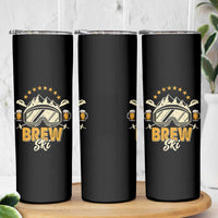 Brewski Skiing Beer Skinny Tumbler Funny Skiing Skier Ski Vacation - Wonder Print Shop