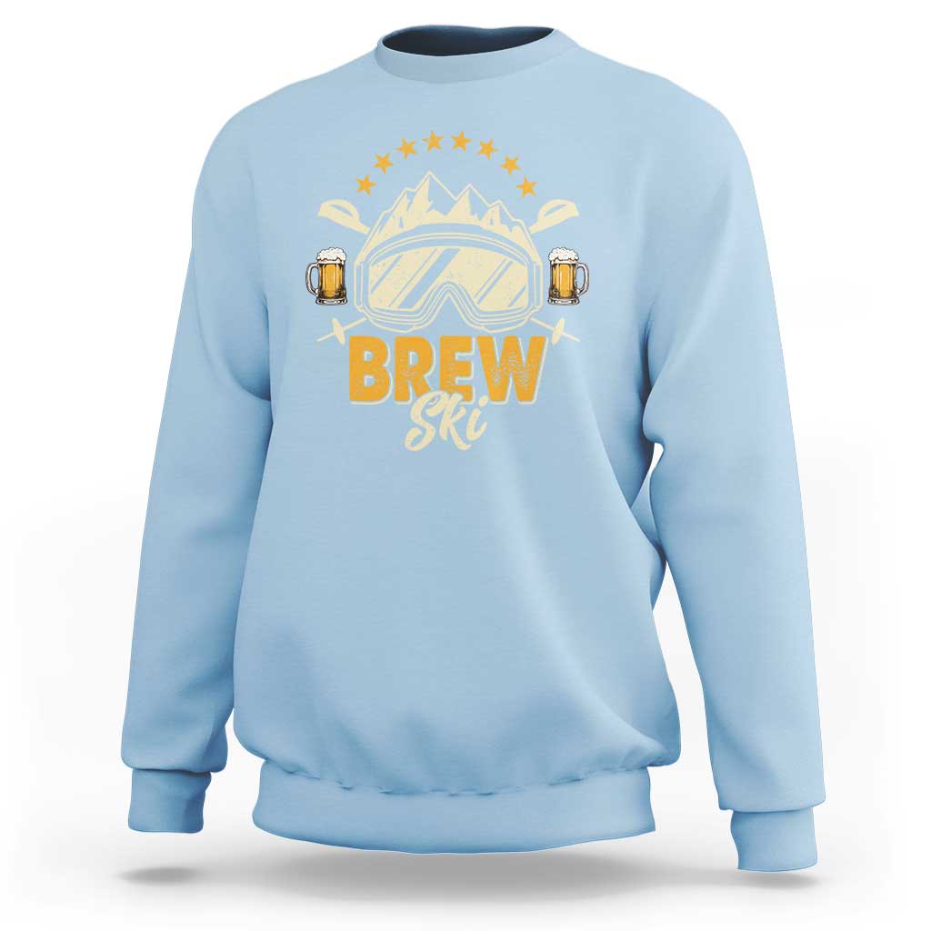 Brewski Skiing Beer Sweatshirt Funny Skiing Skier Ski Vacation - Wonder Print Shop
