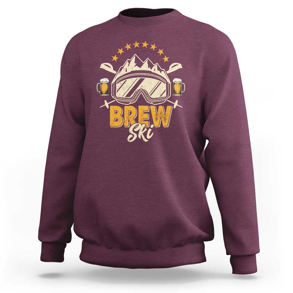 Brewski Skiing Beer Sweatshirt Funny Skiing Skier Ski Vacation - Wonder Print Shop