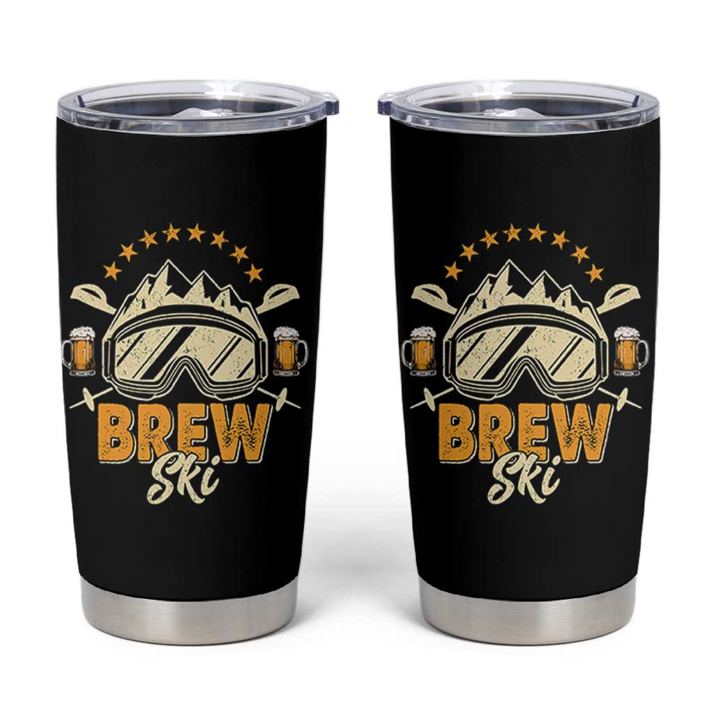 Brewski Skiing Beer Tumbler Cup Funny Skiing Skier Ski Vacation - Wonder Print Shop