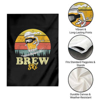 Brewski Skiing Beer Garden Flag Funny Skiing Skier Ski Vacation Retro Sunset - Wonder Print Shop