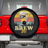 Brewski Skiing Beer Spare Tire Cover Funny Skiing Skier Ski Vacation Retro Sunset - Wonder Print Shop