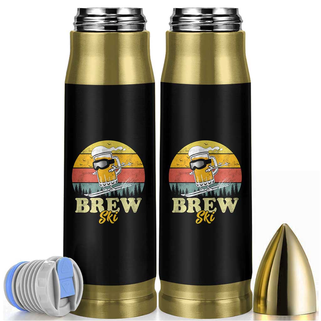 Brewski Skiing Beer Bullet Tumbler Funny Skiing Skier Ski Vacation Retro Sunset - Wonder Print Shop