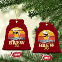 Brewski Skiing Beer Ceramic Ornament Funny Skiing Skier Ski Vacation Retro Sunset - Wonder Print Shop