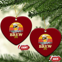 Brewski Skiing Beer Ceramic Ornament Funny Skiing Skier Ski Vacation Retro Sunset - Wonder Print Shop