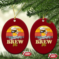 Brewski Skiing Beer Ceramic Ornament Funny Skiing Skier Ski Vacation Retro Sunset - Wonder Print Shop
