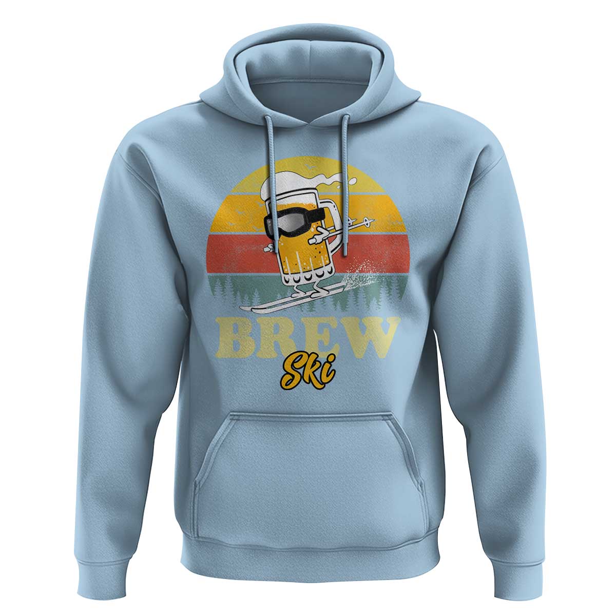 Brewski Skiing Beer Hoodie Funny Skiing Skier Ski Vacation Retro Sunset - Wonder Print Shop