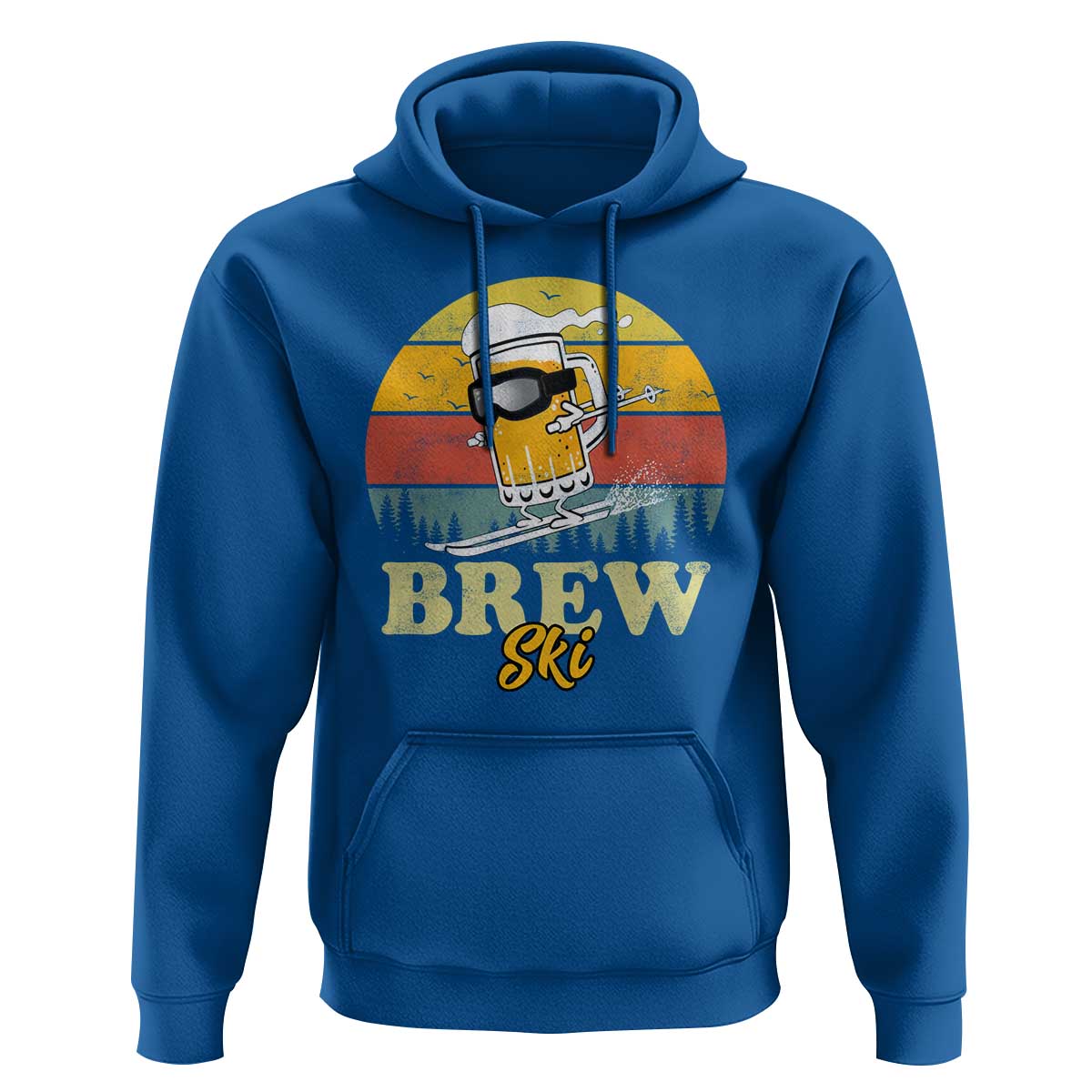 Brewski Skiing Beer Hoodie Funny Skiing Skier Ski Vacation Retro Sunset - Wonder Print Shop