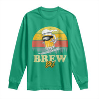 Brewski Skiing Beer Long Sleeve Shirt Funny Skiing Skier Ski Vacation Retro Sunset - Wonder Print Shop