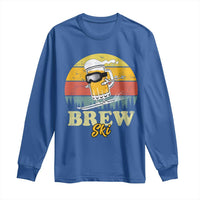 Brewski Skiing Beer Long Sleeve Shirt Funny Skiing Skier Ski Vacation Retro Sunset - Wonder Print Shop
