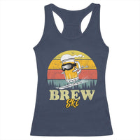 Brewski Skiing Beer Racerback Tank Top Funny Skiing Skier Ski Vacation Retro Sunset - Wonder Print Shop