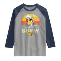 Brewski Skiing Beer Raglan Shirt Funny Skiing Skier Ski Vacation Retro Sunset - Wonder Print Shop