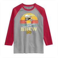 Brewski Skiing Beer Raglan Shirt Funny Skiing Skier Ski Vacation Retro Sunset - Wonder Print Shop