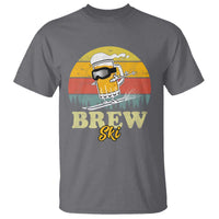 Brewski Skiing Beer T Shirt Funny Skiing Skier Ski Vacation Retro Sunset - Wonder Print Shop