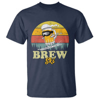 Brewski Skiing Beer T Shirt Funny Skiing Skier Ski Vacation Retro Sunset - Wonder Print Shop