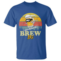 Brewski Skiing Beer T Shirt Funny Skiing Skier Ski Vacation Retro Sunset - Wonder Print Shop
