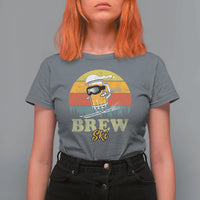 Brewski Skiing Beer T Shirt For Women Funny Skiing Skier Ski Vacation Retro Sunset - Wonder Print Shop