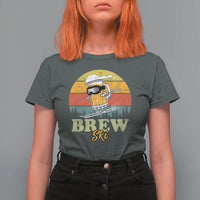 Brewski Skiing Beer T Shirt For Women Funny Skiing Skier Ski Vacation Retro Sunset - Wonder Print Shop