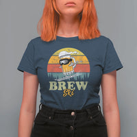 Brewski Skiing Beer T Shirt For Women Funny Skiing Skier Ski Vacation Retro Sunset - Wonder Print Shop