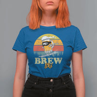 Brewski Skiing Beer T Shirt For Women Funny Skiing Skier Ski Vacation Retro Sunset - Wonder Print Shop