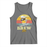 Brewski Skiing Beer Tank Top Funny Skiing Skier Ski Vacation Retro Sunset - Wonder Print Shop