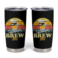 Brewski Skiing Beer Tumbler Cup Funny Skiing Skier Ski Vacation Retro Sunset - Wonder Print Shop