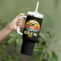 Brewski Skiing Beer Tumbler With Handle Funny Skiing Skier Ski Vacation Retro Sunset - Wonder Print Shop