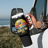 Brewski Skiing Beer Tumbler With Handle Funny Skiing Skier Ski Vacation Retro Sunset - Wonder Print Shop