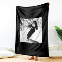 Funny Skiing Nun Graphics Photo Skier Winter Sport Throw Blanket - Wonder Print Shop