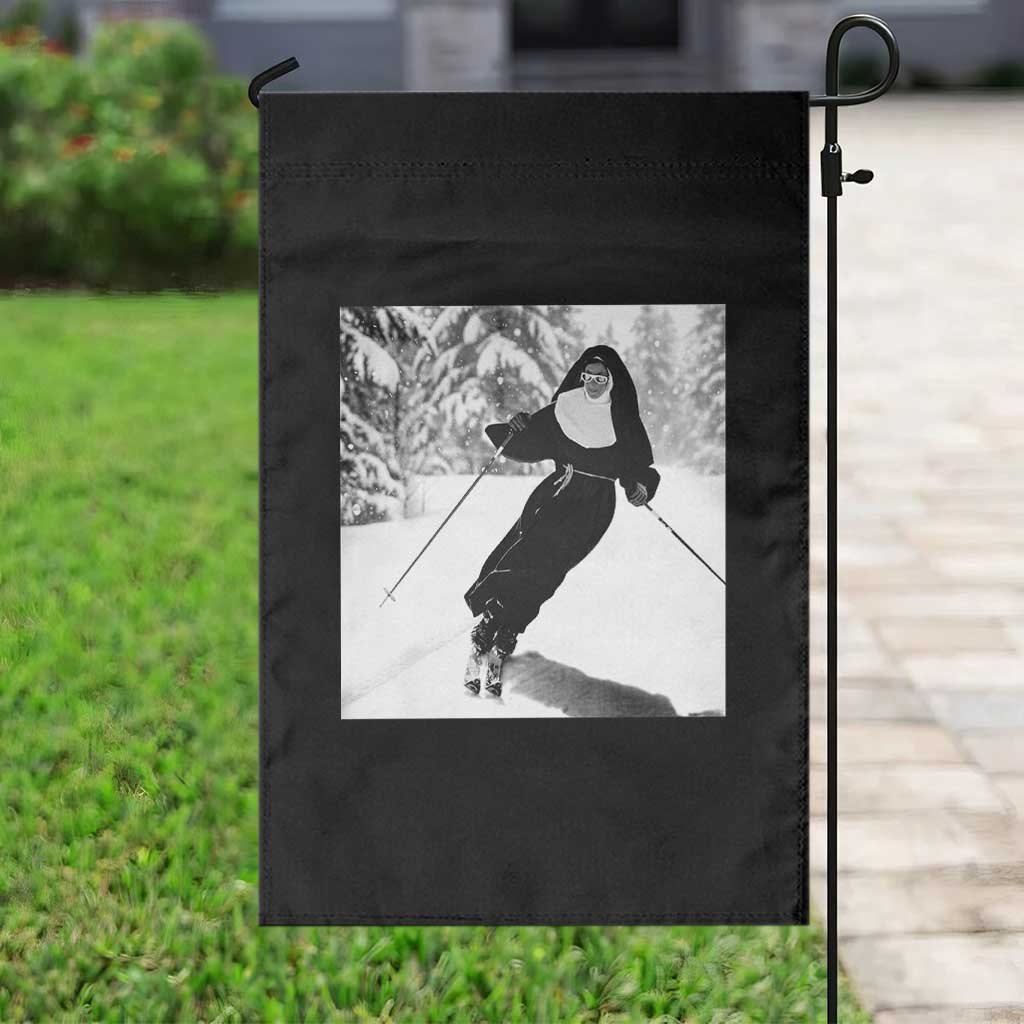 Funny Skiing Nun Graphics Photo Skier Winter Sport Garden Flag - Wonder Print Shop