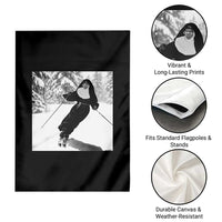Funny Skiing Nun Graphics Photo Skier Winter Sport Garden Flag - Wonder Print Shop