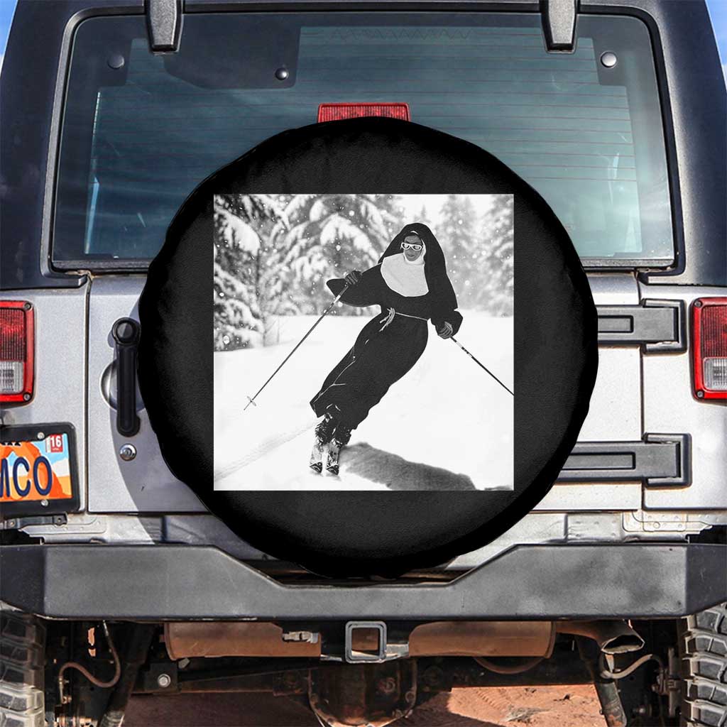 Funny Skiing Nun Graphics Photo Skier Winter Sport Spare Tire Cover - Wonder Print Shop