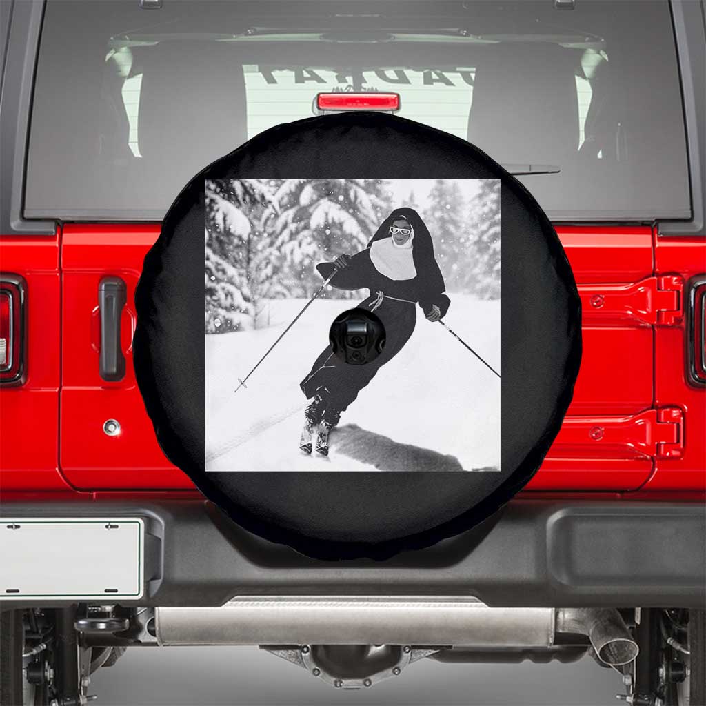 Funny Skiing Nun Graphics Photo Skier Winter Sport Spare Tire Cover - Wonder Print Shop