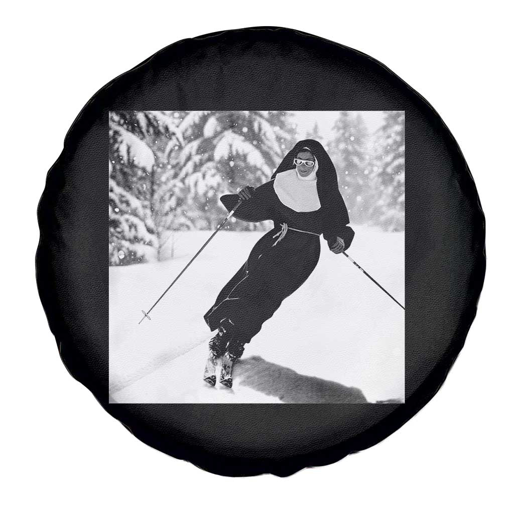 Funny Skiing Nun Graphics Photo Skier Winter Sport Spare Tire Cover - Wonder Print Shop