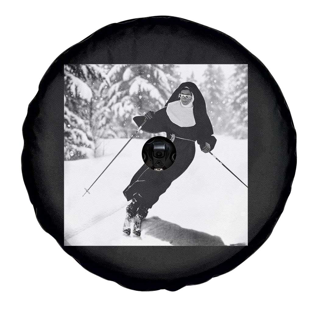Funny Skiing Nun Graphics Photo Skier Winter Sport Spare Tire Cover - Wonder Print Shop