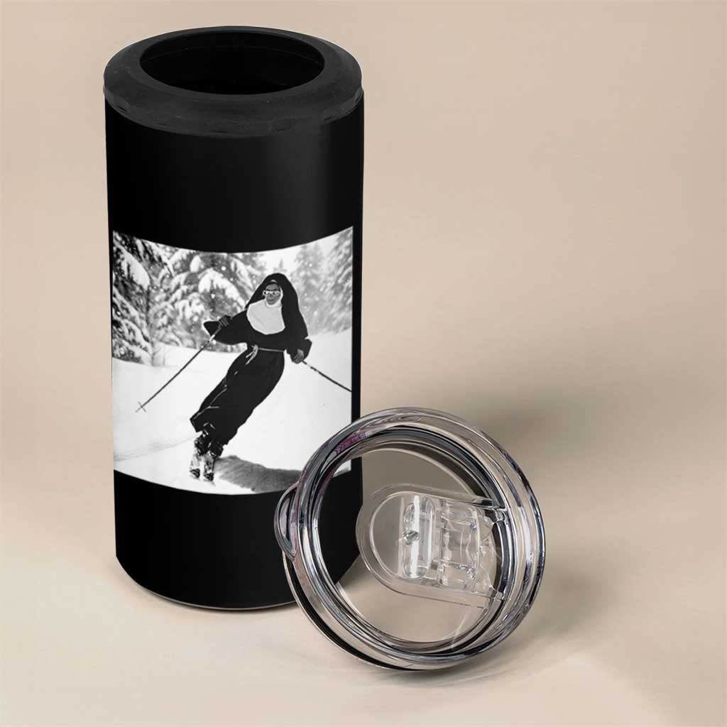 Funny Skiing Nun Graphics Photo Skier Winter Sport 4 in 1 Can Cooler Tumbler - Wonder Print Shop