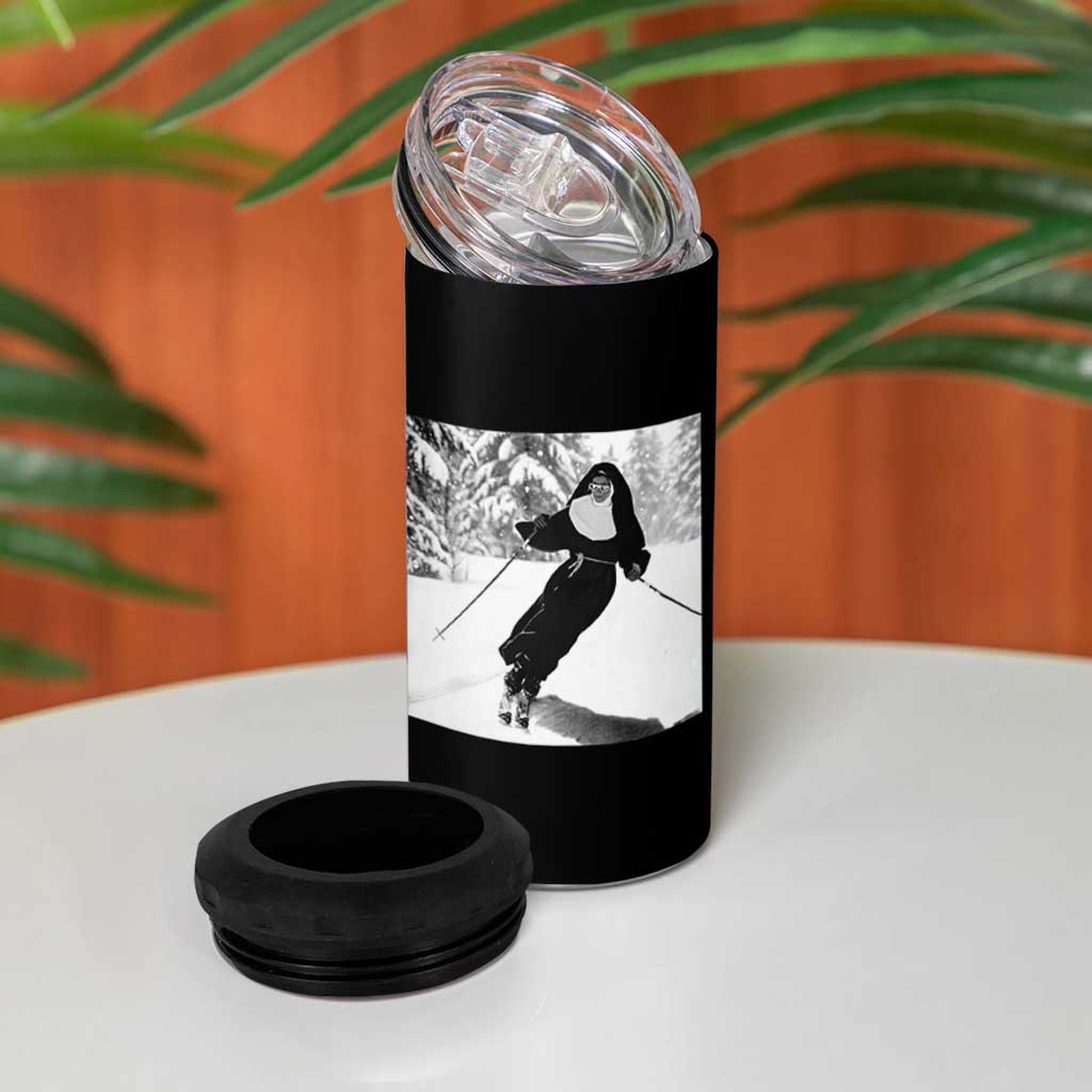 Funny Skiing Nun Graphics Photo Skier Winter Sport 4 in 1 Can Cooler Tumbler - Wonder Print Shop