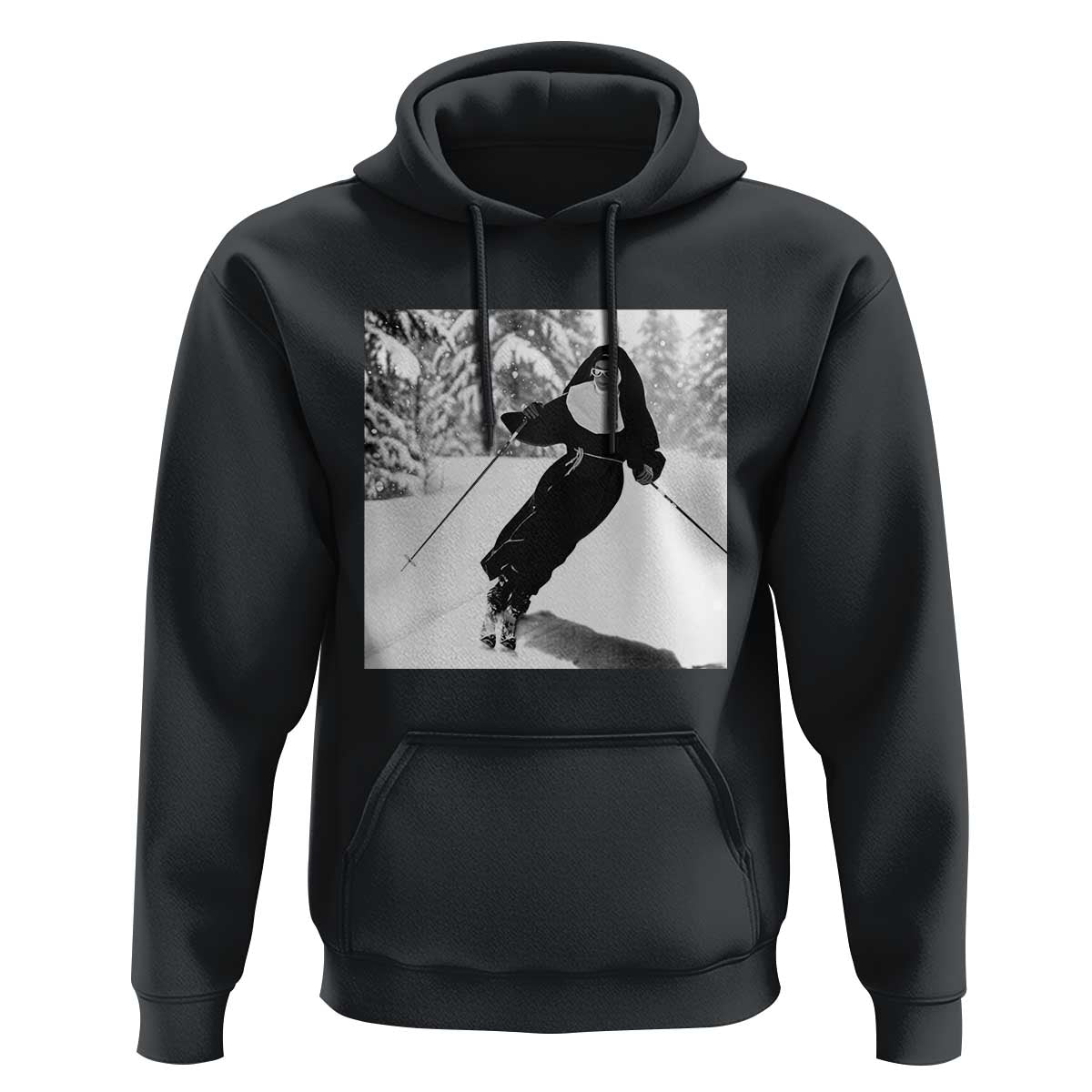 Funny Skiing Nun Graphics Photo Skier Winter Sport Hoodie - Wonder Print Shop