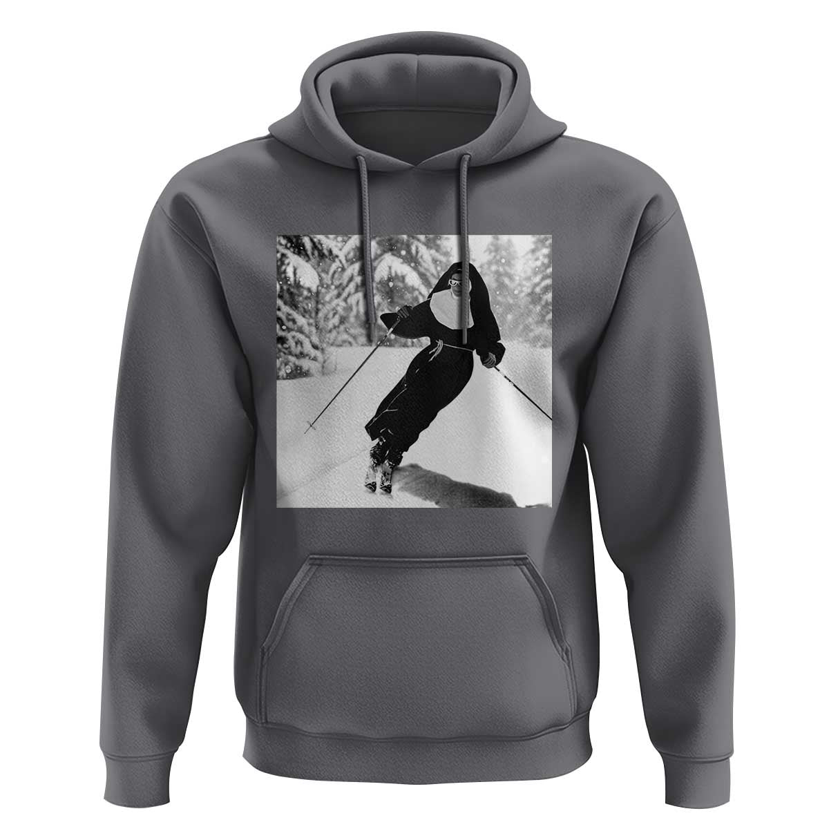 Funny Skiing Nun Graphics Photo Skier Winter Sport Hoodie - Wonder Print Shop