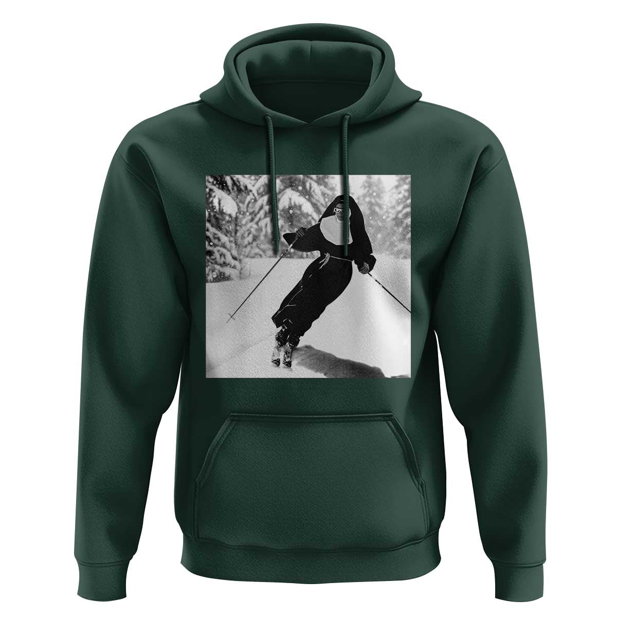 Funny Skiing Nun Graphics Photo Skier Winter Sport Hoodie - Wonder Print Shop