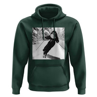 Funny Skiing Nun Graphics Photo Skier Winter Sport Hoodie - Wonder Print Shop