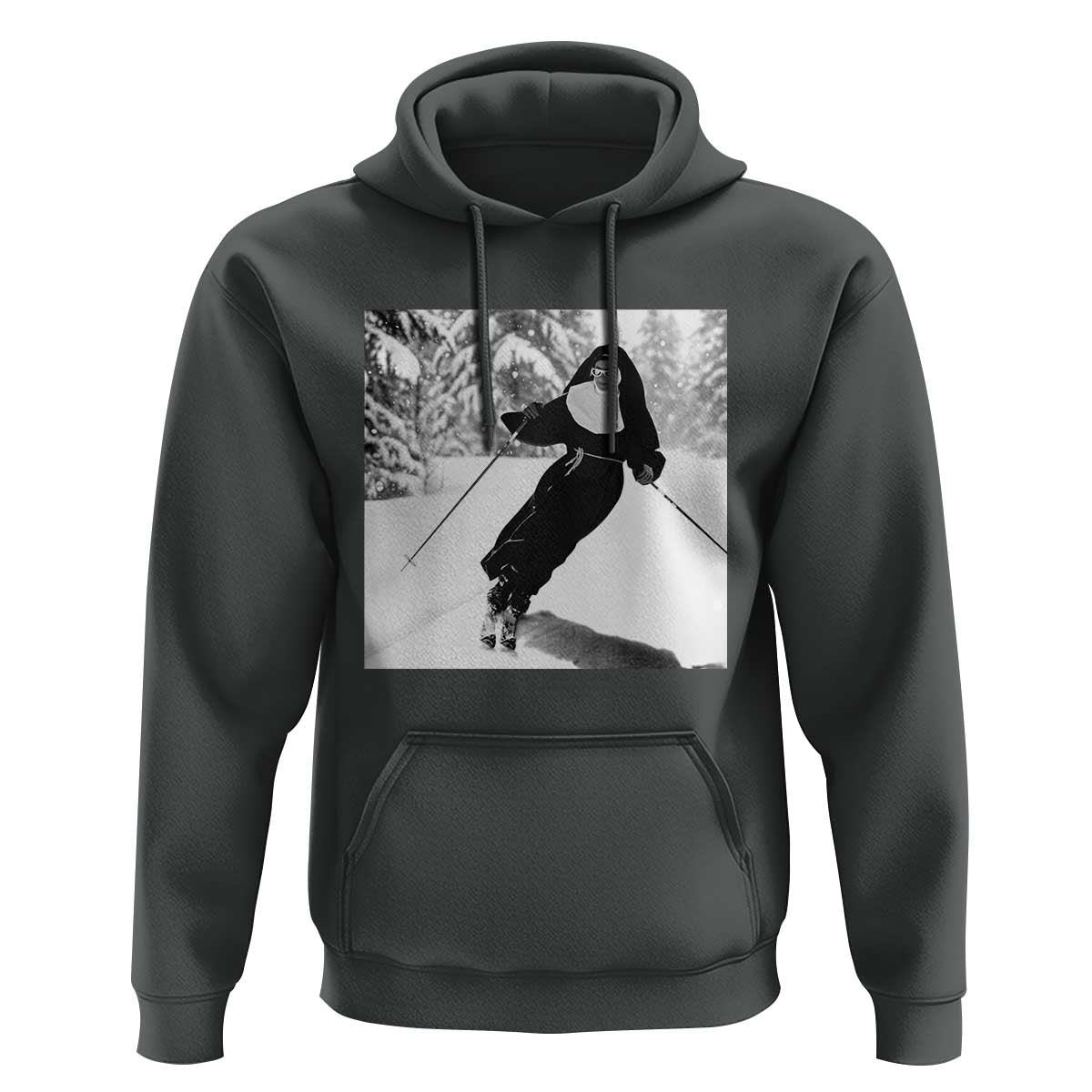 Funny Skiing Nun Graphics Photo Skier Winter Sport Hoodie - Wonder Print Shop