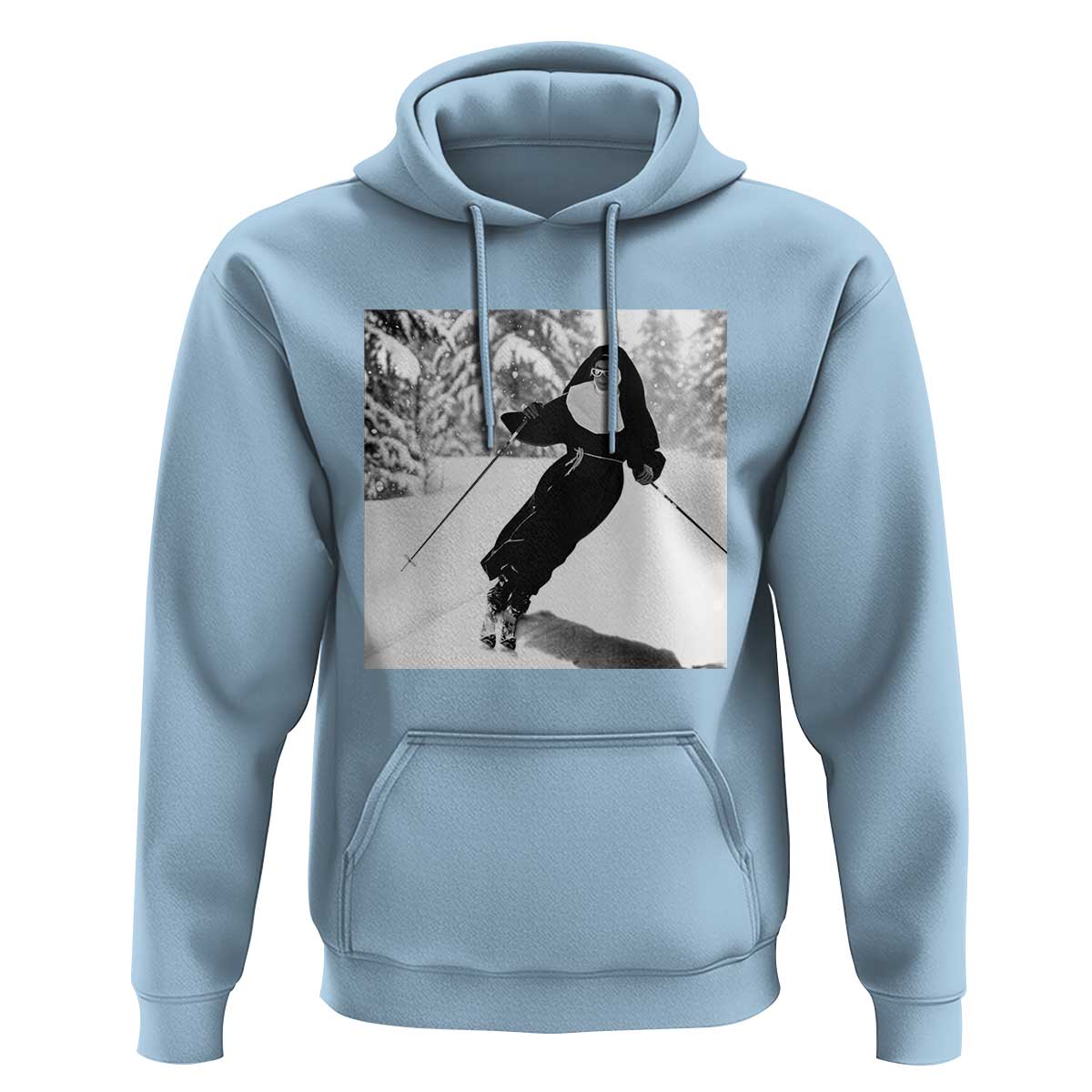 Funny Skiing Nun Graphics Photo Skier Winter Sport Hoodie - Wonder Print Shop