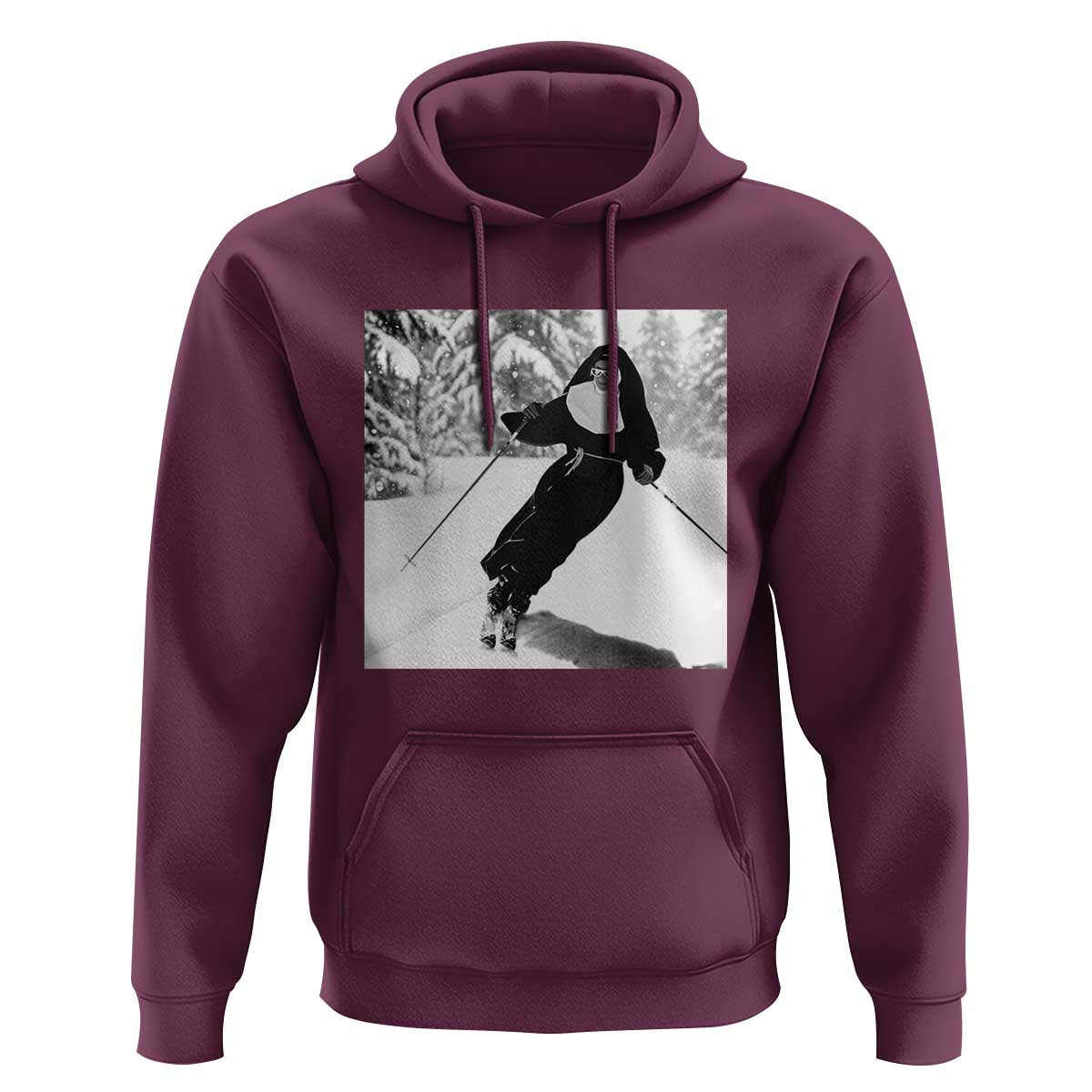 Funny Skiing Nun Graphics Photo Skier Winter Sport Hoodie - Wonder Print Shop